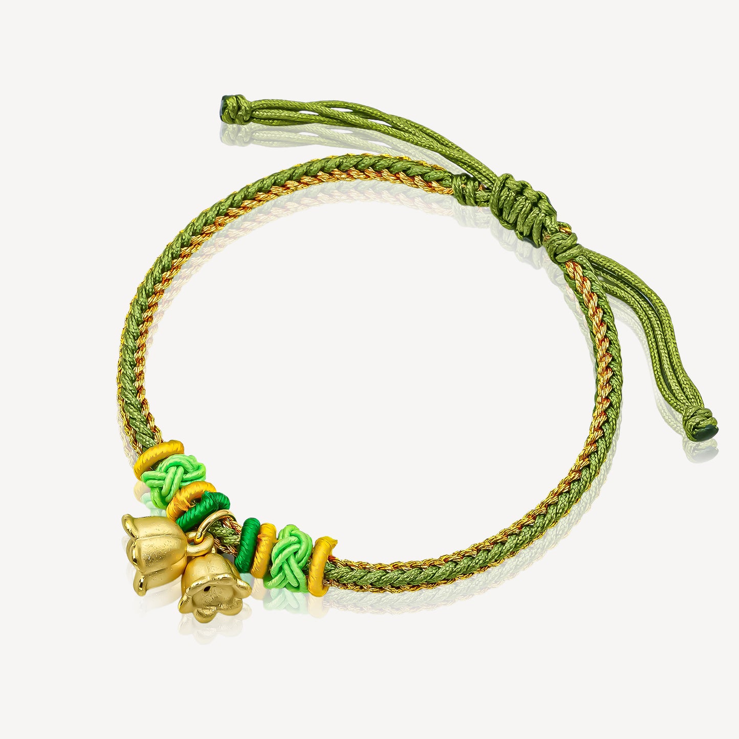 999 Gold Floral Bell Rope Bracelet