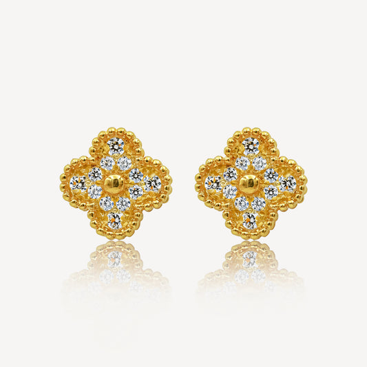 999 Gold Clover Diamond Earring