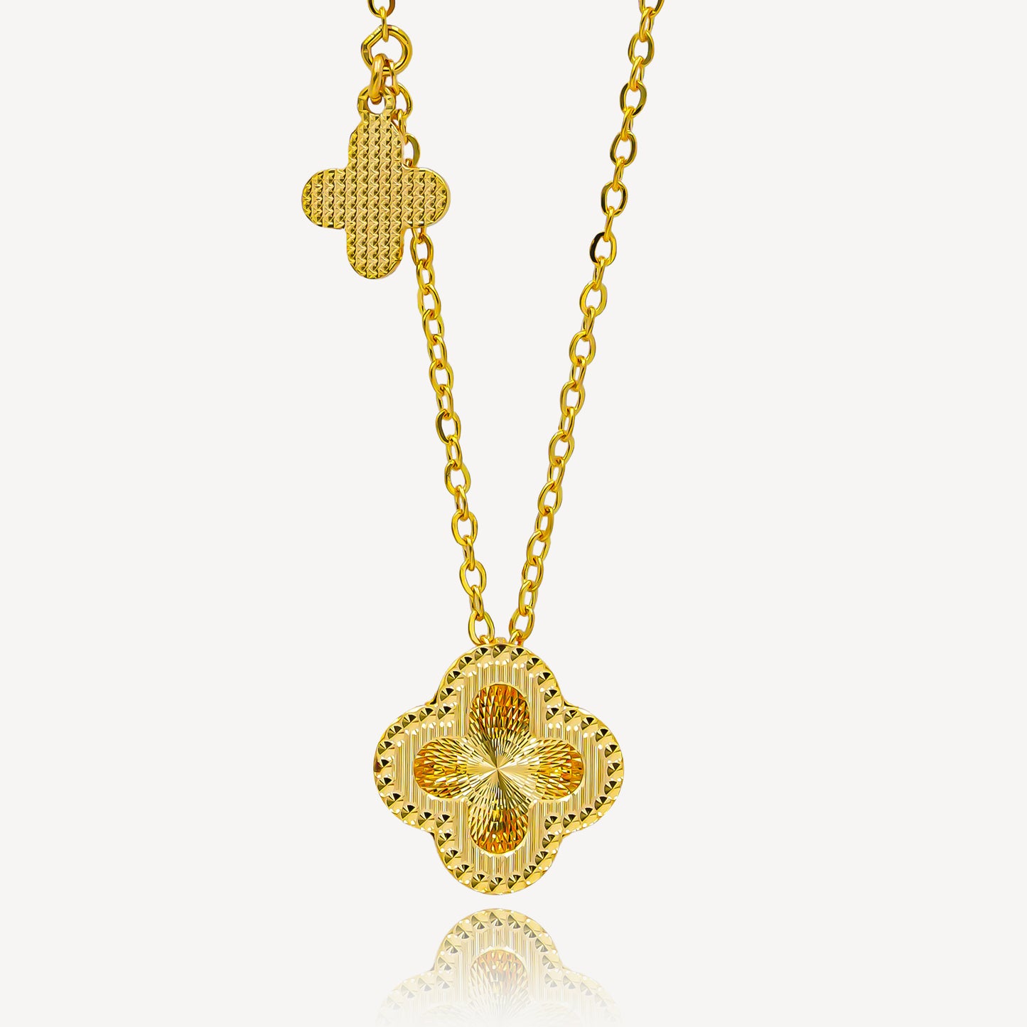999 Gold Clover & Leaf Necklace